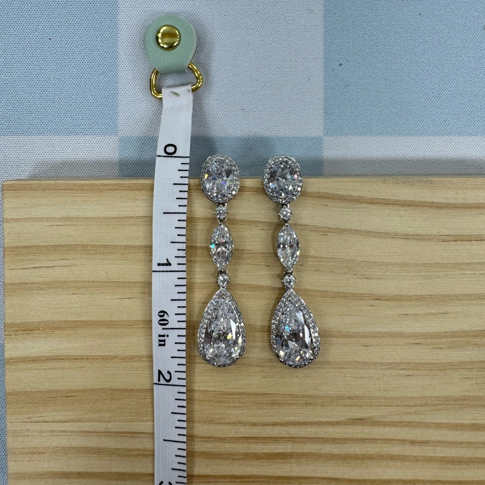 Eliot Danori Oval Crystal Drop Earrings in Silver - Picture 9 of 11